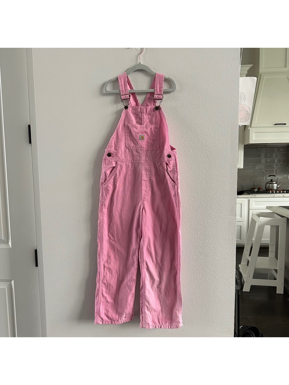 Carhartt Girls' Canvas Bib Logo Overalls Pink Size 6